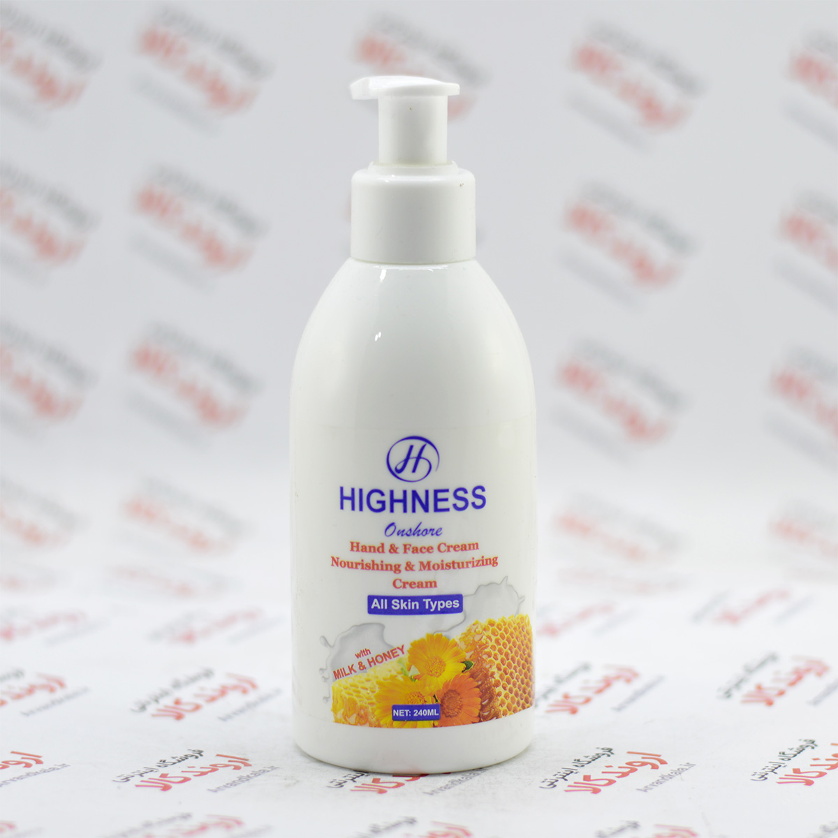 کرم دست و صورت پمپی هاینس Highness مدل Milk & Honey(240ml)